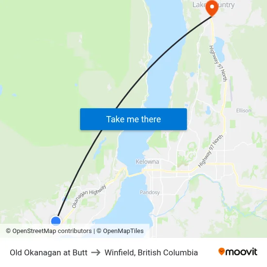 Old Okanagan at Butt to Winfield, British Columbia map