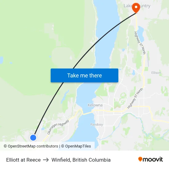Elliott at Reece to Winfield, British Columbia map