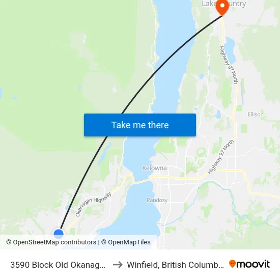 3590 Block Old Okanagan to Winfield, British Columbia map