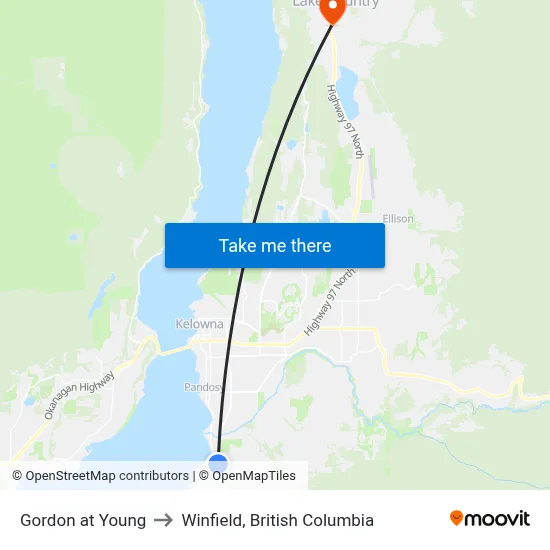 Gordon at Young to Winfield, British Columbia map