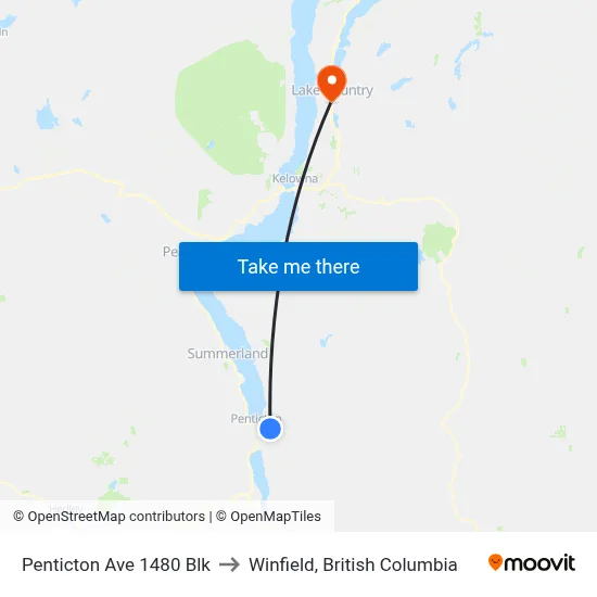 Penticton Ave 1480 Blk to Winfield, British Columbia map