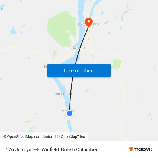 176 Jermyn to Winfield, British Columbia map