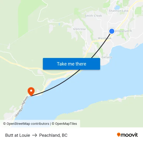 Butt at Louie to Peachland, BC map