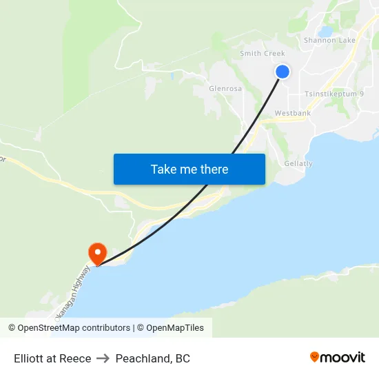 Elliott at Reece to Peachland, BC map