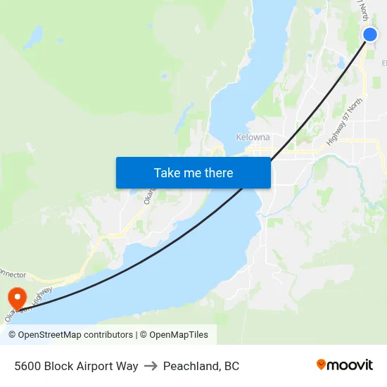 5600 Block Airport Way to Peachland, BC map