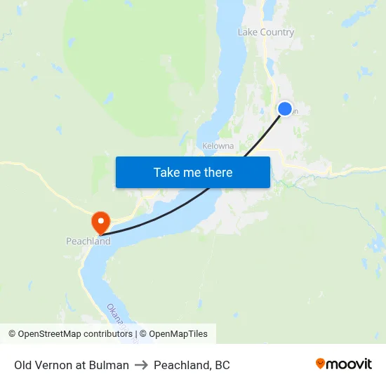 Old Vernon at Bulman to Peachland, BC map