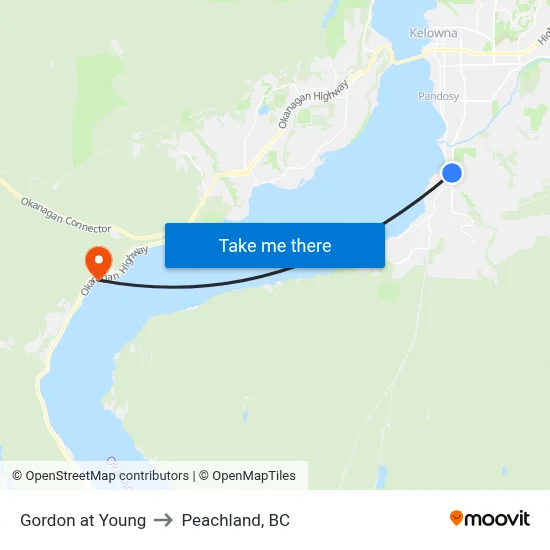Gordon at Young to Peachland, BC map