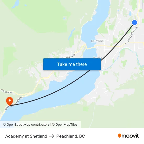 Academy at Shetland to Peachland, BC map