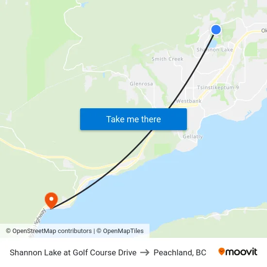 Shannon Lake at Golf Course Drive to Peachland, BC map