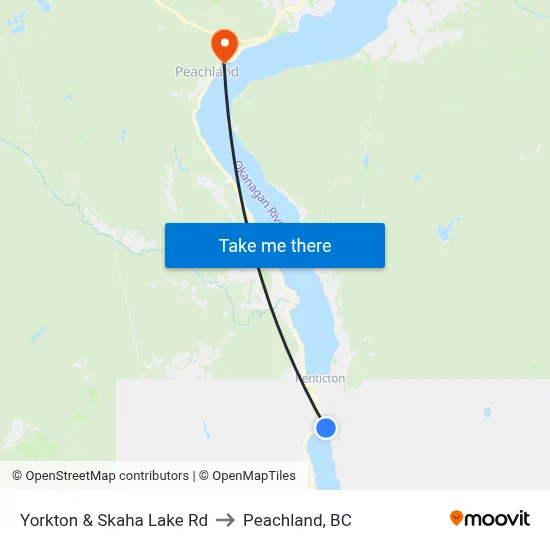 Yorkton & Skaha Lake Rd to Peachland, BC map