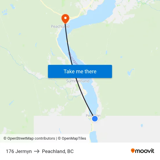 176 Jermyn to Peachland, BC map