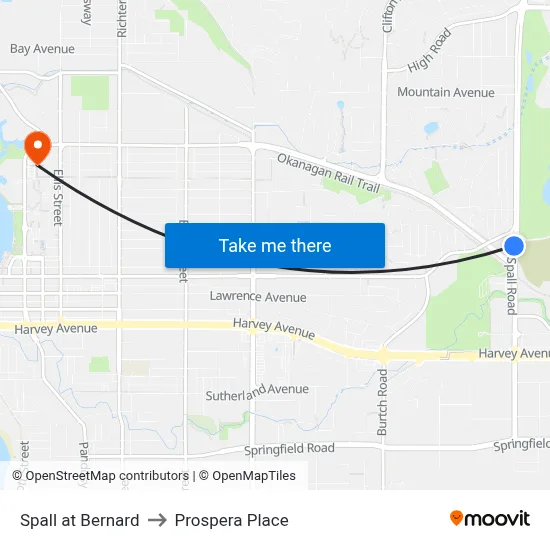 Spall at Bernard to Prospera Place map