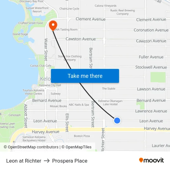 Leon at Richter to Prospera Place map