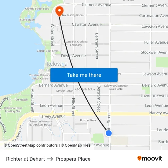 Richter at Dehart to Prospera Place map