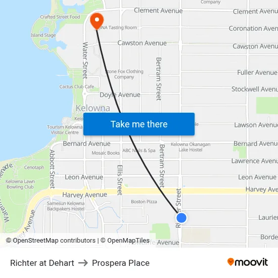 Richter at Dehart to Prospera Place map