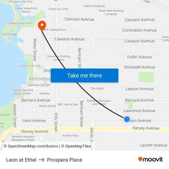 Leon at Ethel to Prospera Place map