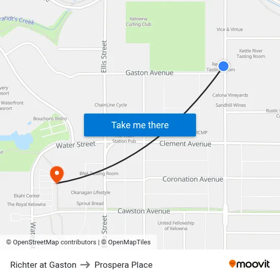 Richter at Gaston to Prospera Place map