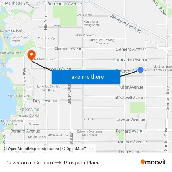 Cawston at Graham to Prospera Place map