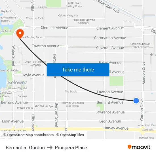 Bernard at Gordon to Prospera Place map