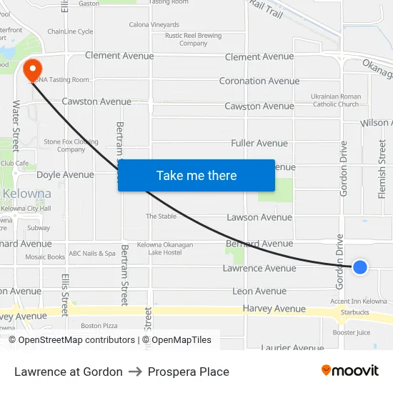 Lawrence at Gordon to Prospera Place map