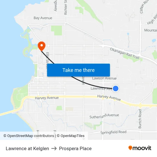 Lawrence at Kelglen to Prospera Place map