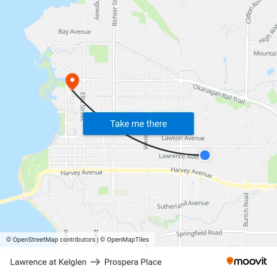 Lawrence at Kelglen to Prospera Place map