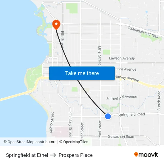 Springfield at Ethel to Prospera Place map