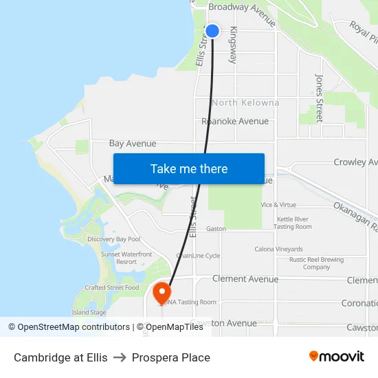 Cambridge at Ellis to Prospera Place map