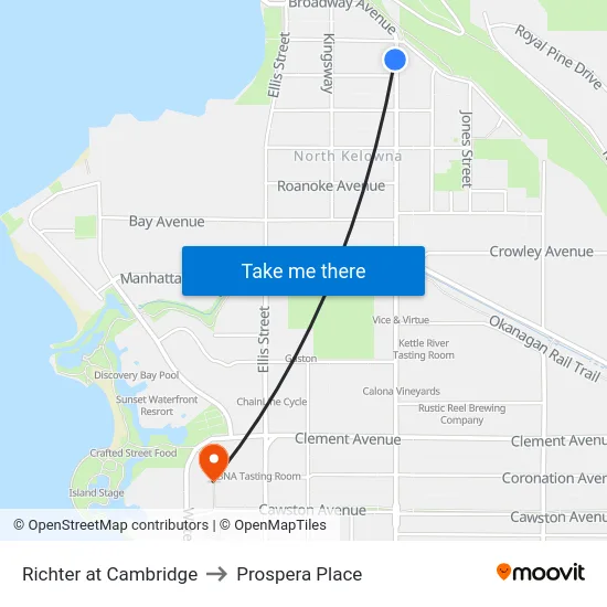 Richter at Cambridge to Prospera Place map
