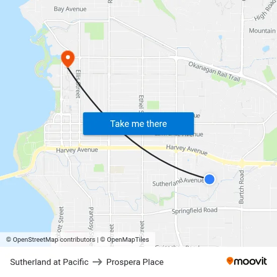 Sutherland at Pacific to Prospera Place map