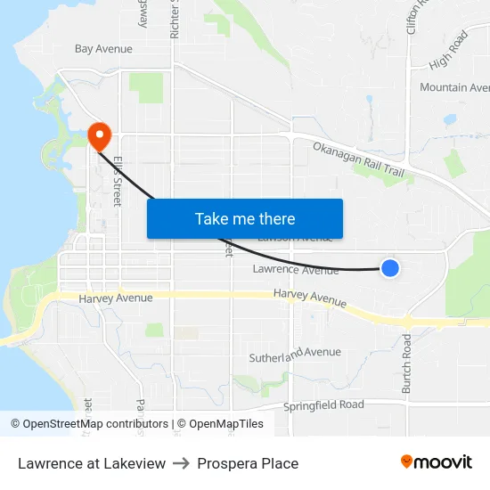 Lawrence at Lakeview to Prospera Place map