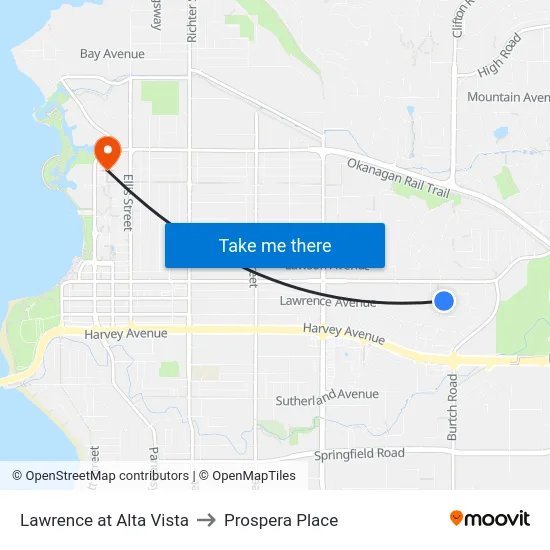 Lawrence at Alta Vista to Prospera Place map