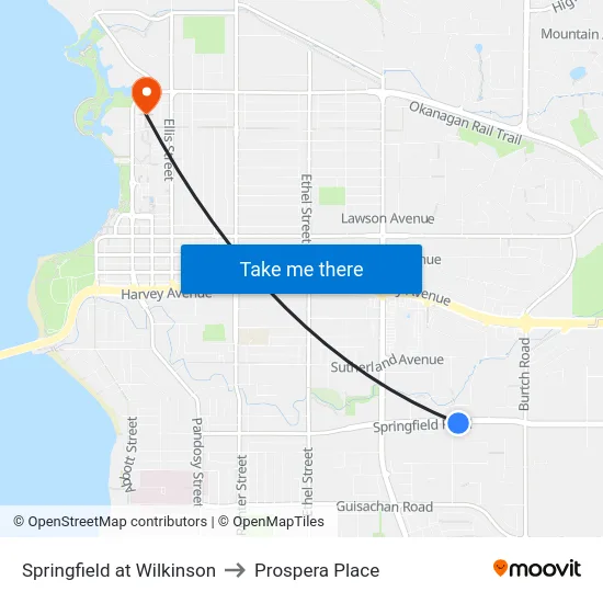 Springfield at Wilkinson to Prospera Place map