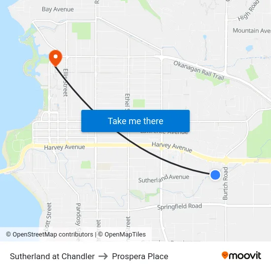 Sutherland at Chandler to Prospera Place map