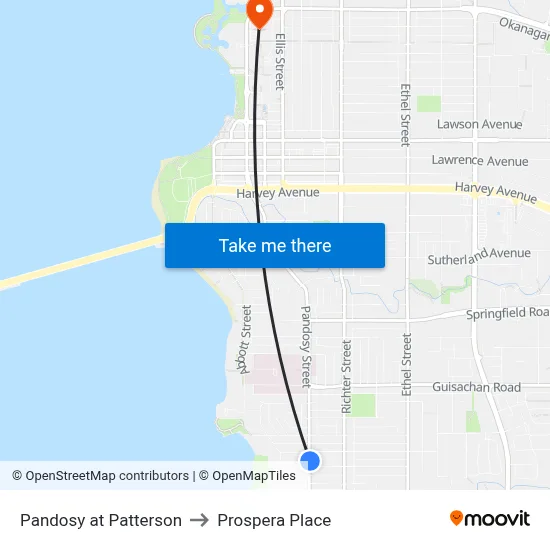 Pandosy at Patterson to Prospera Place map