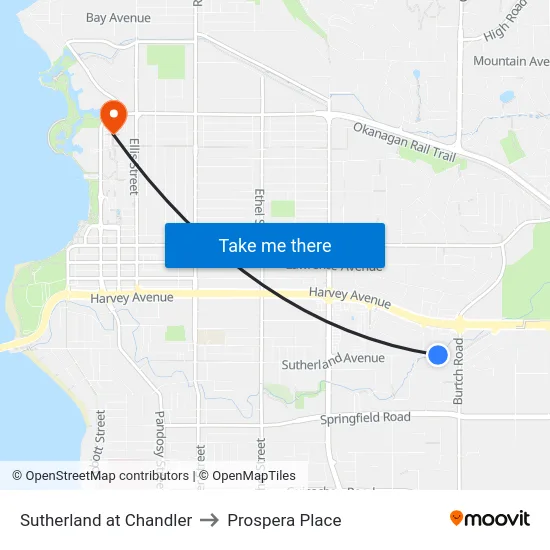 Sutherland at Chandler to Prospera Place map