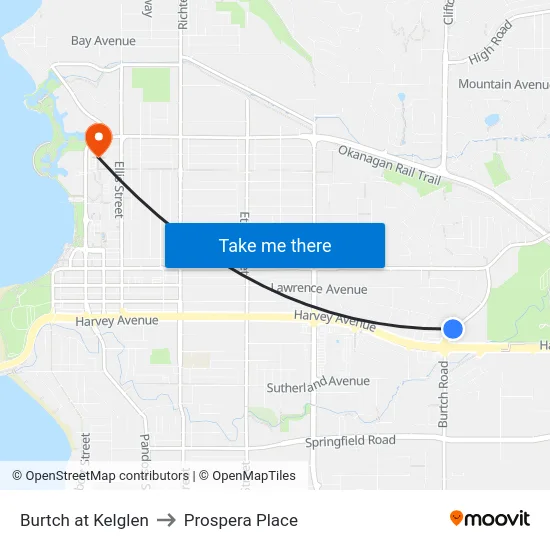 Burtch at Kelglen to Prospera Place map