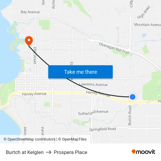 Burtch at Kelglen to Prospera Place map