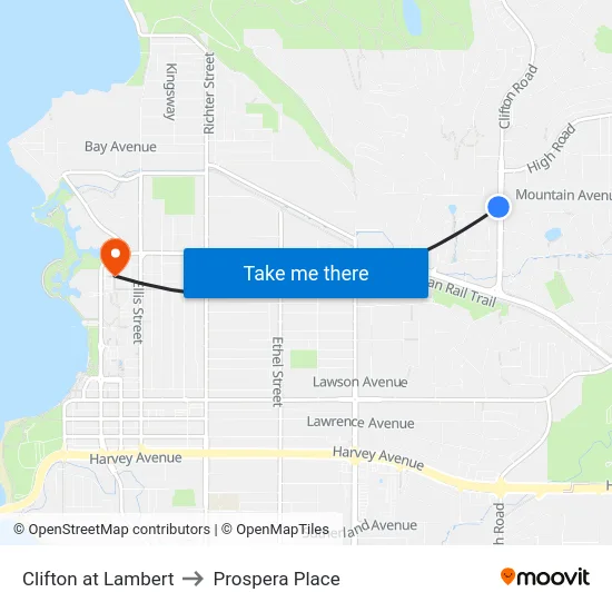 Clifton at Lambert to Prospera Place map