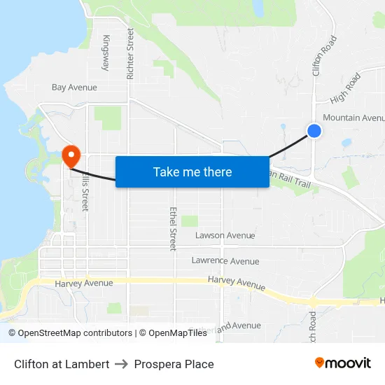 Clifton at Lambert to Prospera Place map
