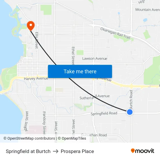 Springfield at Burtch to Prospera Place map