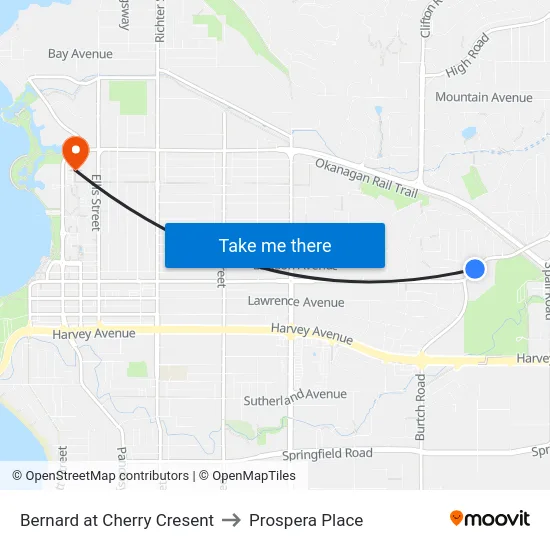 Bernard at Cherry Cresent to Prospera Place map