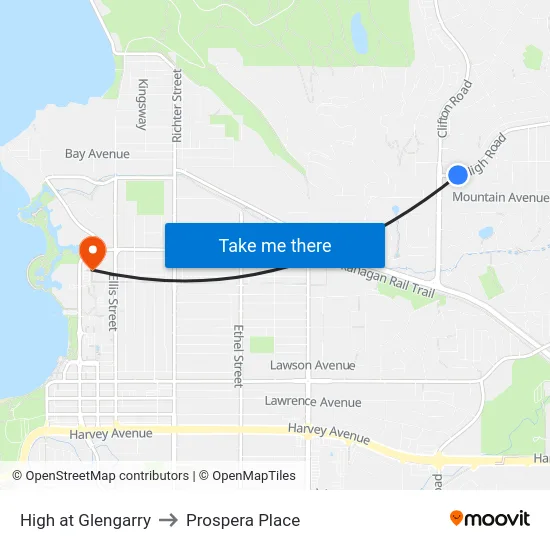 High at Glengarry to Prospera Place map