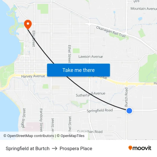 Springfield at Burtch to Prospera Place map