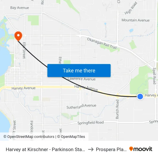 Harvey at Kirschner - Parkinson Station to Prospera Place map