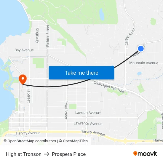 High at Tronson to Prospera Place map