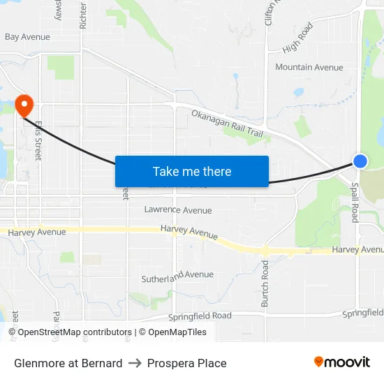 Glenmore at Bernard to Prospera Place map