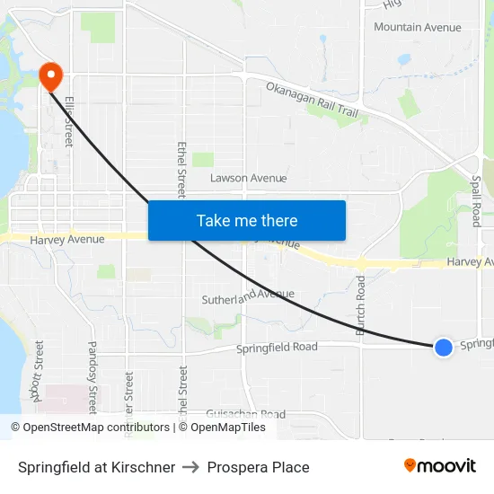 Springfield at Kirschner to Prospera Place map
