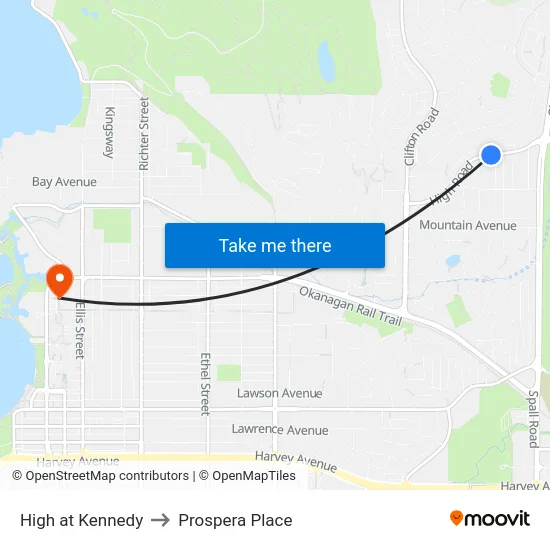High at Kennedy to Prospera Place map