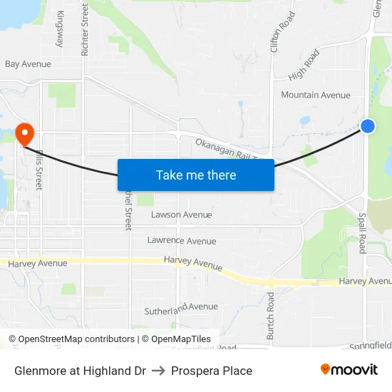 Glenmore at Highland Dr to Prospera Place map